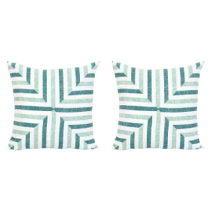 Palm Orleans Lake Worth Lagoon Teal Mitered Stripe Euro Pillow Shams - a Pair