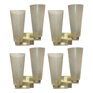 1990's Limited Edition Murano Glass and Brass Sconces - Set of Four For Sale