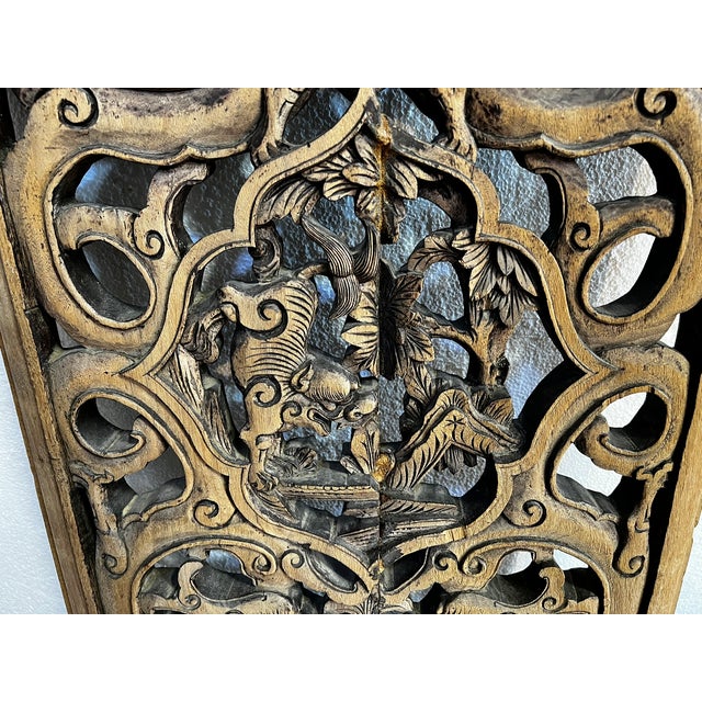 Antique Wood Panel With Carvings of Dragons For Sale - Image 4 of 6