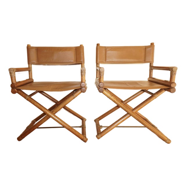 1960s McGuire Directors X-Chair Pair For Sale