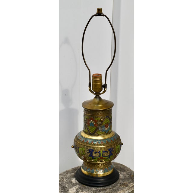 Antique Brass & Chemplave Japanese Table Lamp For Sale - Image 10 of 10