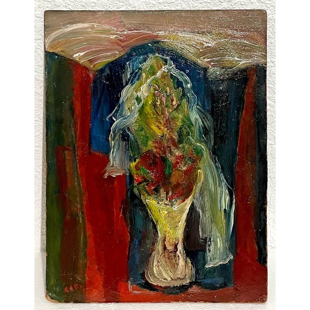 Norman Carton, American Abstract Expressionist Flowers Oil Painting Norman Carton Wpa Artist For Sale - Image 11 of 14