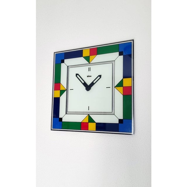 Large Glass Wall Clock by Bino, 1980s For Sale - Image 6 of 12