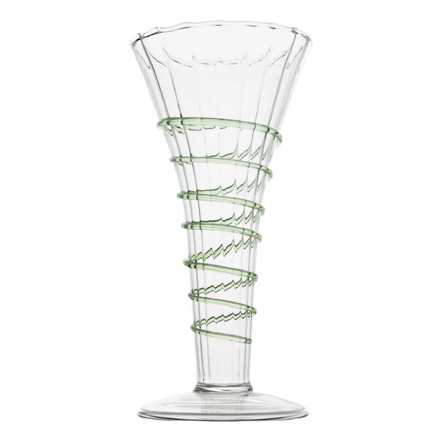 Miss Ruby Optic Bud Vase with Green Swirl Rope For Sale