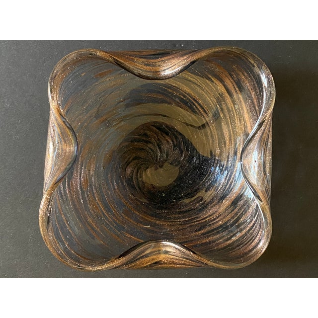 Floriform Italian Murano Glass Copper Swirl Bowl For Sale - Image 10 of 13