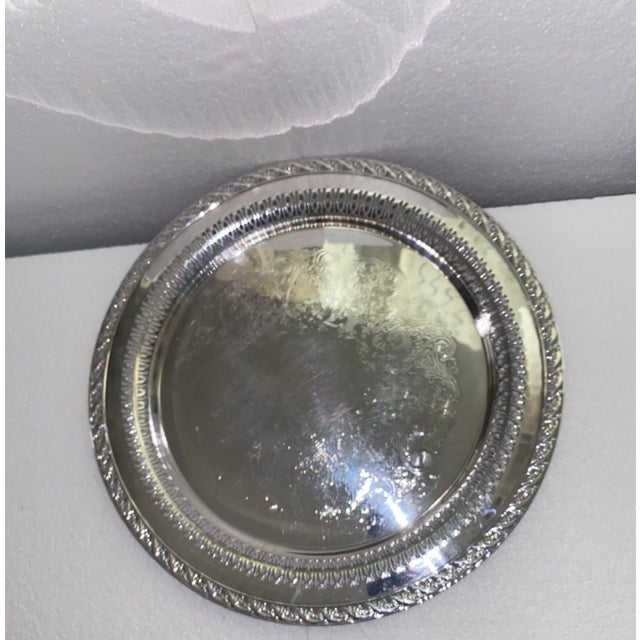 Metal Vintage Ornate Wm. Rogers & Son "Spring Flower" Pierced Edge Silverplate Tray - 12" For Sale - Image 7 of 7