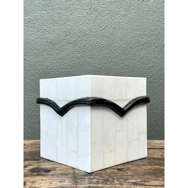 Wood Vintage Black and White Stone Box For Sale - Image 7 of 12