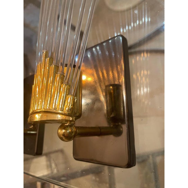 Exceptional G Sciolari wall lighting with tube Murano glass with gilded gold structure. The design and the quality of the...