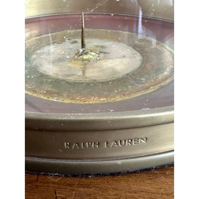 2020s Ralph Lauren Large Glass Hurricane With Brass Trim For Sale - Image 5 of 7