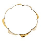 1990s Modernist Silver & Gold Neck Piece, Vintage Gerhard Herbst Studios Linking Collar For Sale