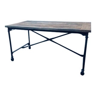 Restoration Hardware Reclaimed Wood and Iron Table 60” For Sale