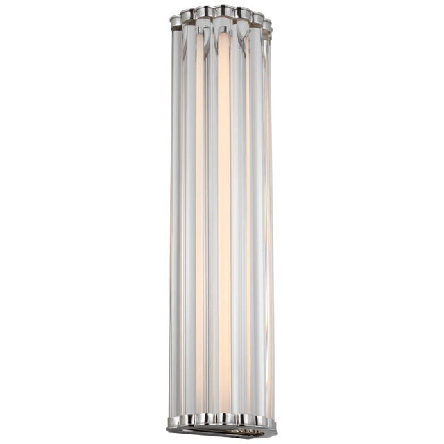 Chapman & Myers for Visual Comfort Signature Kean 21" Sconce in Polished Nickel with Clear Glass Rods For Sale