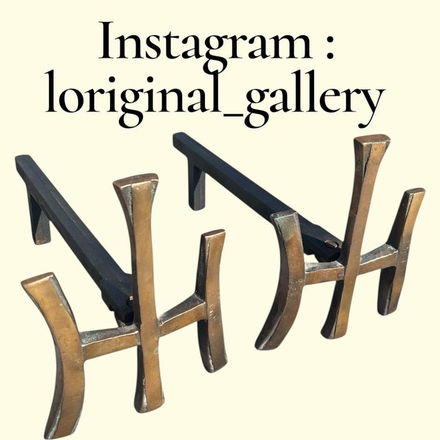 1970s Bronze Andirons in the style of Maria Pergay, 1970, Set of 2 For Sale - Image 5 of 6