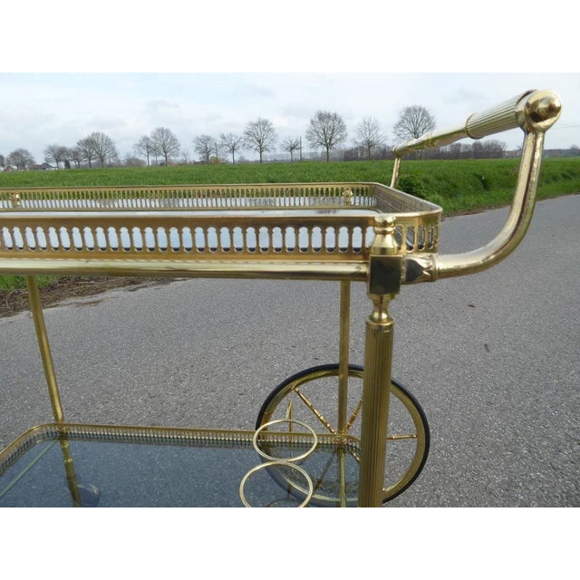 Neoclassical French Brass Serving Trolley, 1960s, in Very Good conditions. Designed 1970 to 1979