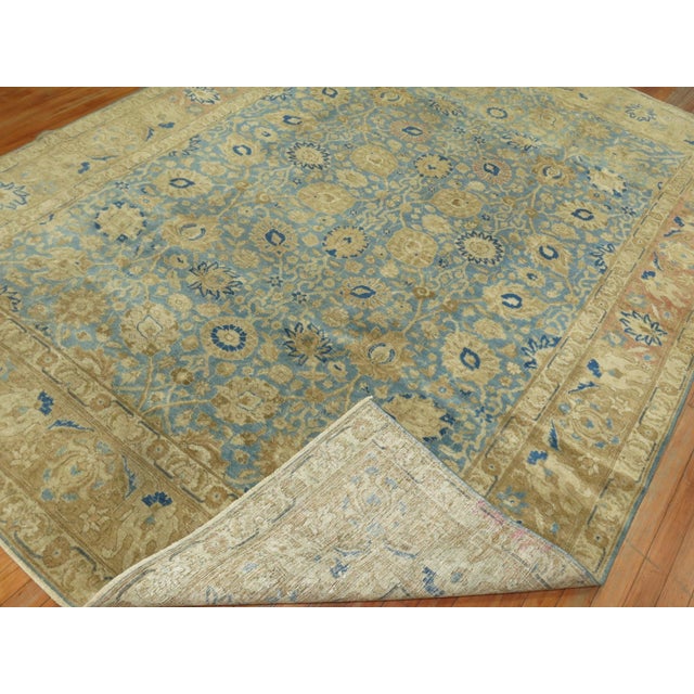 Textile Antique Zabihi Collection Persian Tabriz Blue Soft Brown Rug - 7'3" x 9'10" For Sale - Image 7 of 11