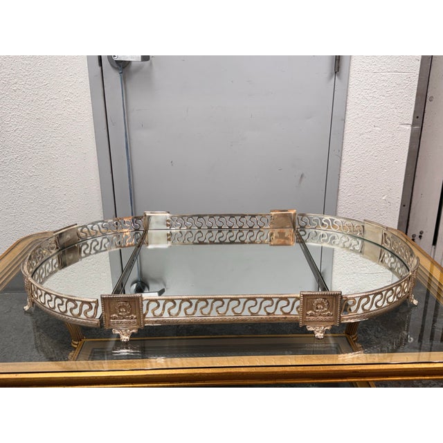 Turkish Castilian Silver Plate Mirrored Three Piece Centerpiece Display, Vintage For Sale - Image 3 of 12