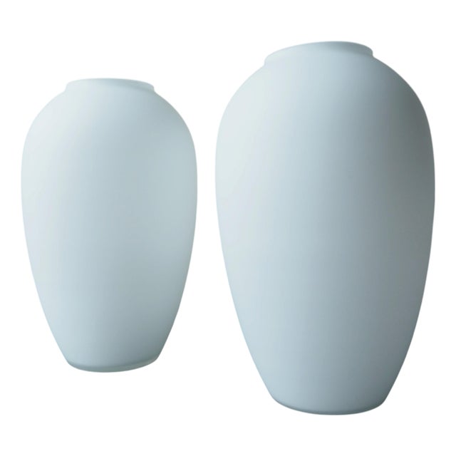 Mid-Century Opaline Glass Vase, Bohemia, 1960s, Set of 2 For Sale