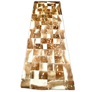 Extra-Long Patchwork of Axis Deer Hair-on Hide Table Runner For Sale