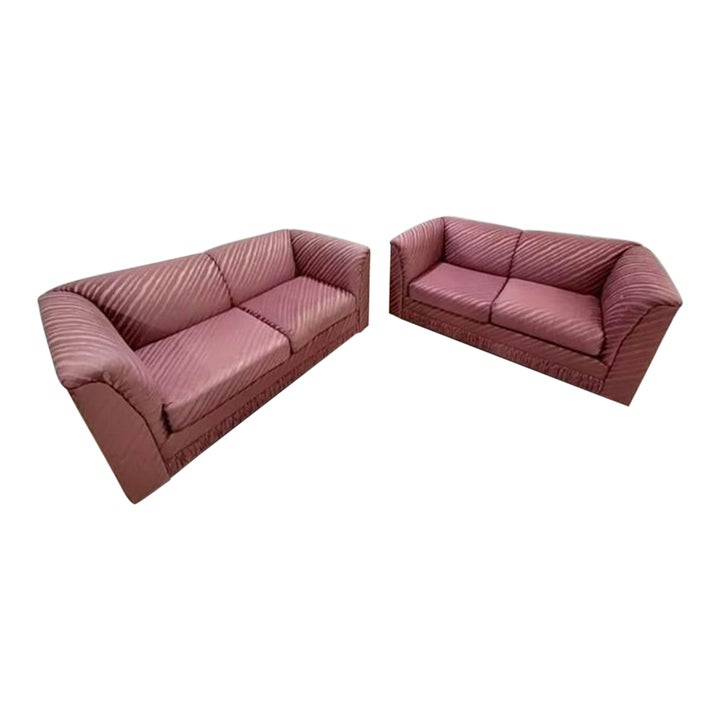 Postmodern Mauve Pink Gold Pattern Loveseats a Pair Chairish