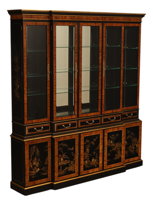 Drexel Asian Style Chinoiserie Display Cabinet Breakfront