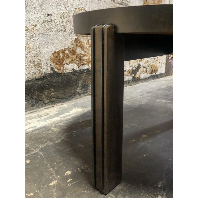 Round Art Deco Coffee or Side Table in Dark Flame Birch For Sale - Image 4 of 7