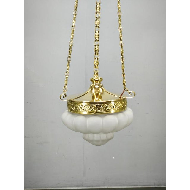 Exceptional art nouveau / secession chandelier originating from czechoslovakia and dating to the early 1900s. The...