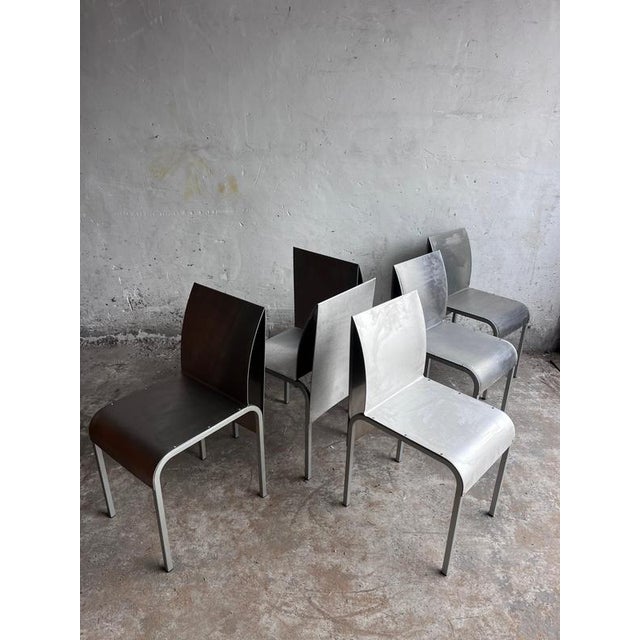 Belgian Postmodernist Chairs in Aluminium, 1980s, Set of 6 For Sale - Image 13 of 13