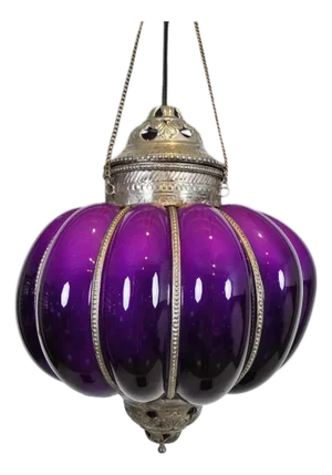 Vintage Indian Purple Glass Pumpkin Pendant Light