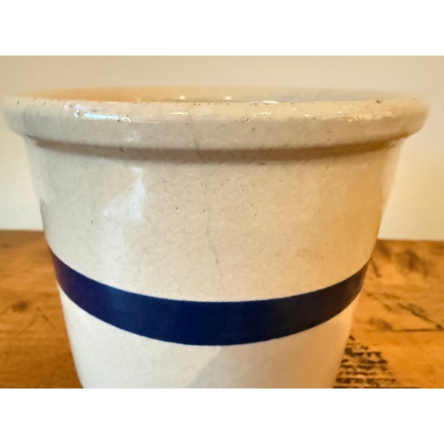 Robinson Ransbottom Pottery Co. Robinson Ransbottom Blue Striped Stoneware Crock For Sale - Image 4 of 7