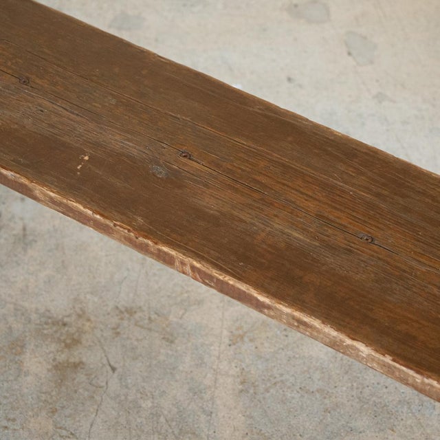 Wood Long 1940s French Metal and Wood Bench For Sale - Image 7 of 10