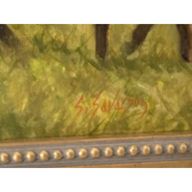 Green Sandra Severson Oil Painting at Meadow's Edge 1987. Sandra Severson American, 20th Century Oil Painting on Canvas Panel Signed to Lower Right For Sale - Image 8 of 12