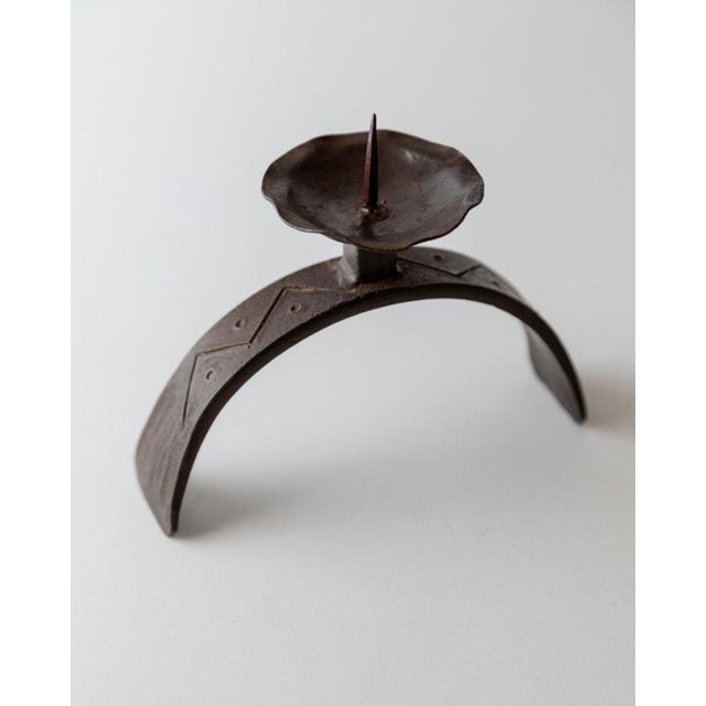 Metal Mid-Century Sculptural Hand-Forged Iron Candleholder, 1960s For Sale - Image 7 of 12