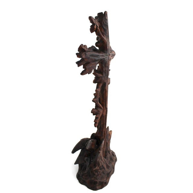 Antique 19th Century Black Forest Hand-Carved Wooden Cross With Birds and Acorns For Sale - Image 10 of 14