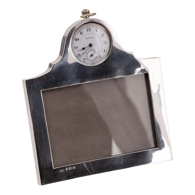 Antique Silver Photograph Frame with Built-In Clock, 1902 For Sale