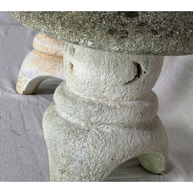 Stone Gray Weathered Cast Concrete Yukimi-Gata Lanterns, 1950s–60s, Pair For Sale - Image 8 of 10