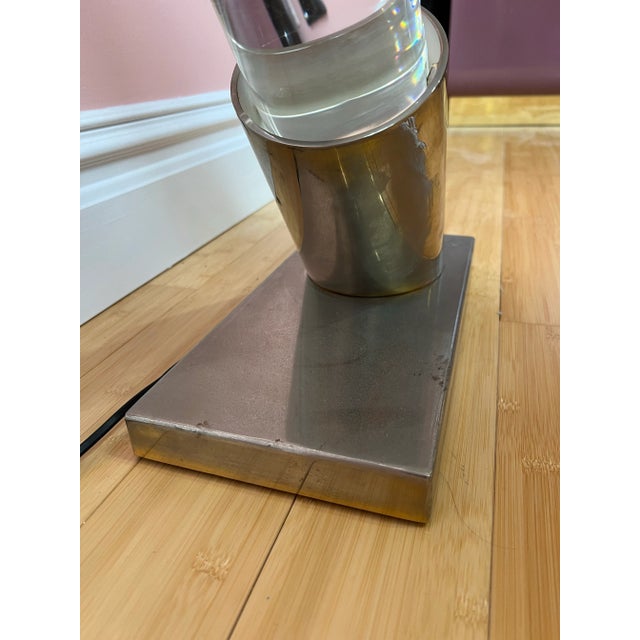 Vintage Large Acrylic Glass Tusk Table Lamp From Maison Jansen, 1970s For Sale - Image 9 of 12