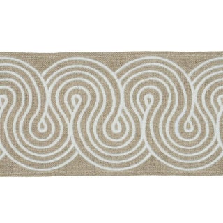 Sample - Schumacher Giraldi Embroidered Trim in Linen For Sale