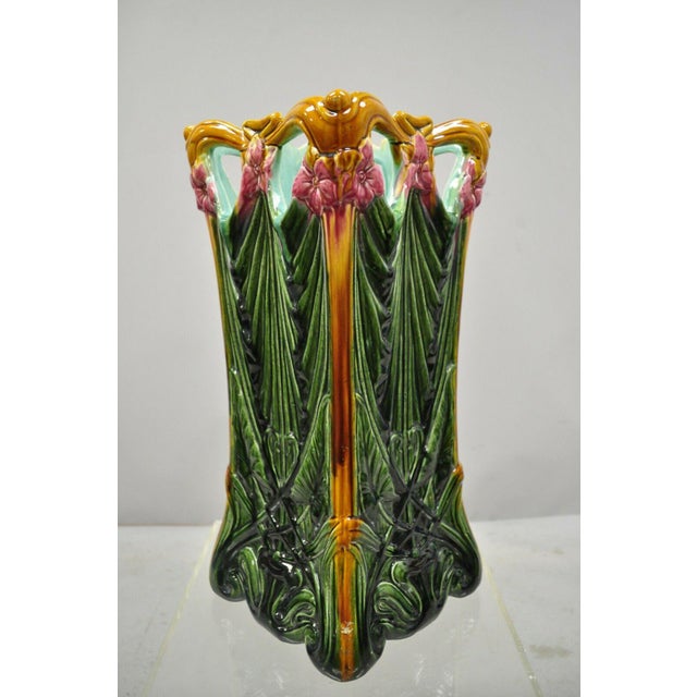 Antique Glazed Pottery Ceramic French Art Nouveau Majolica Umbrella