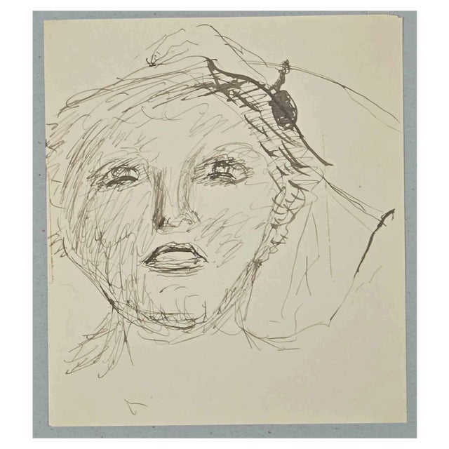 Lucien Coutaud, The Portrait, Original Drawing, 1930s For Sale