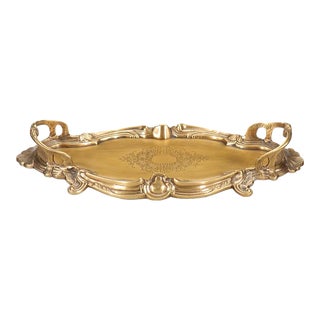 Wildwood Gallery Tray, Solid Brass & Antique Silver For Sale