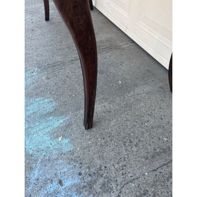 Mid 20th Century French Provincial Console Table, Louis XV Style Vanity Desk, Vintage Curved Leg Writing Table, Parquet Top Entryway Table, Solid Wood Table For Sale - Image 5 of 12