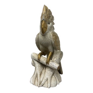 Handmade Carved Wood Cockatoo Sculpture For Sale