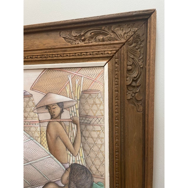 Wood Mid 20th Century Monumental 5.5 Ft Balinese Masterpiece Painting by Dewa Nyoman Jati (Gati), Ubud For Sale - Image 7 of 14