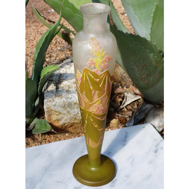 Art Nouveau Emile Galle Tall Cameo Art Nouveau Vase 1904 For Sale - Image 3 of 8