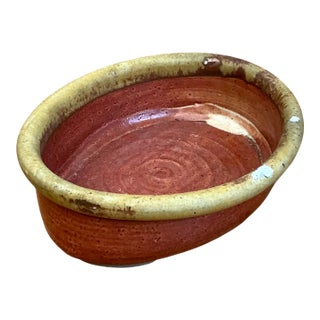 Vintage Oval Ceramic Pottery Bowl For Sale