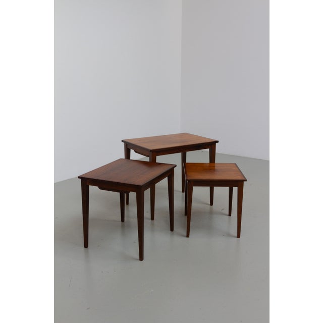 Danish Modern Rosewood Nesting Tables, 1960s, Set of 3 For Sale - Image 7 of 17