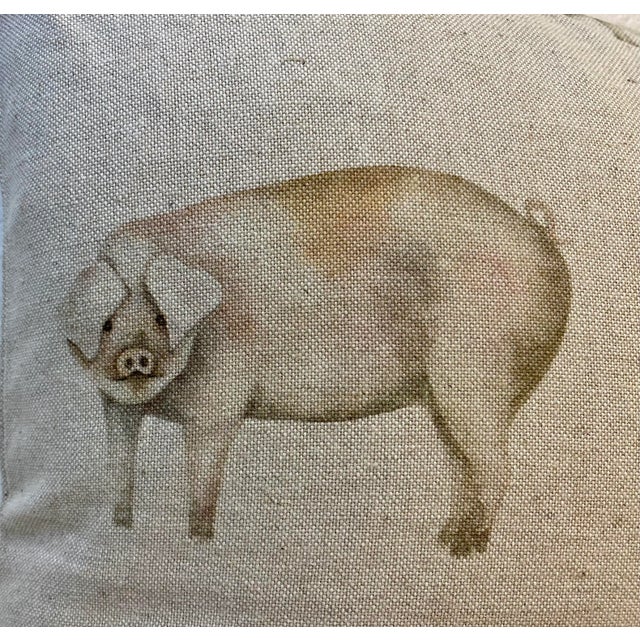 Contemporary Square Pillow With a Variety of Pigs Print - Made in U K For Sale - Image 4 of 9