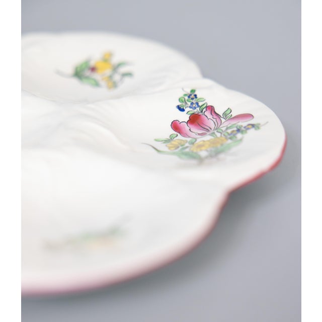 Luneville Antique French Luneville Floral Porcelain Oyster Plate For Sale - Image 4 of 7