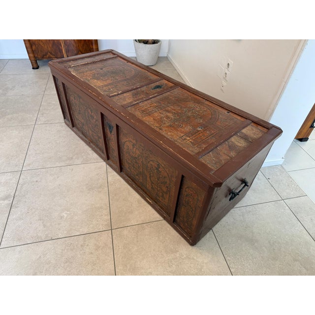 Wood Biedermeier Hand-Painted Chest in Wood For Sale - Image 7 of 13