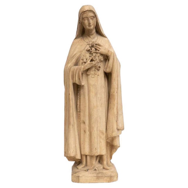 Traditional Plaster Virgin Figure, 1930s For Sale - Image 16 of 16